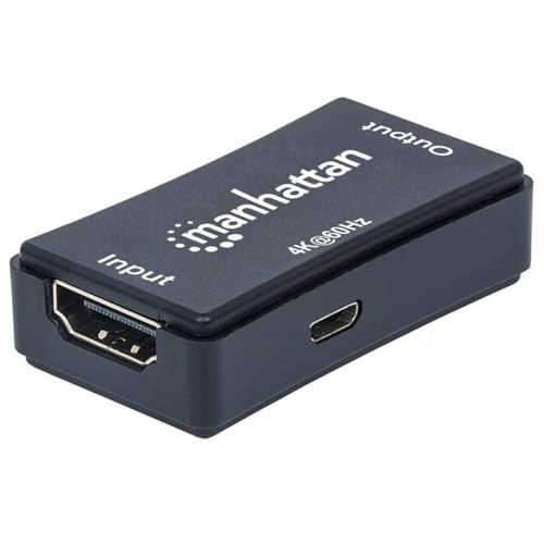Manhattan HDMI-Repeater ( HDMI-Signalverstärker, verlängert 4K-Video und Audio verlustfrei auf bis zu 40 m ) schwarz 207621 von Manhattan
