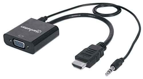 Manhattan HDMI auf VGA Konverter HDMI-Stecker auf VGA-Buchse (mit Audio) schwarz Blister 151450 von Manhattan