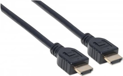Manhattan High Speed - HDMI mit Ethernetkabel - HDMI (M) bis HDMI (M) - 2,0m - Doppelisolierung - Schwarz - geformt, 4K Unterstützung (353939) von Manhattan