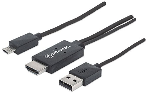Manhattan MHL-Anschlusskabel HDMI auf Micro USB, 11-polig (Micro USB 11-pol. auf HDMI, Stromversorgung über USB Typ A) schwarz 151511 von Manhattan