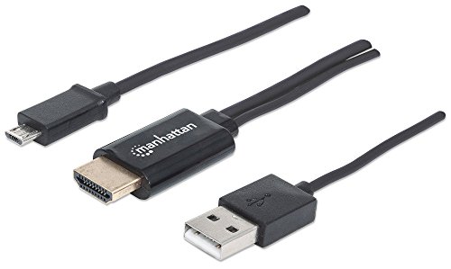 Manhattan MHL-Anschlusskabel HDMI auf Micro USB, 5-polig (Micro USB 5-pol. auf HDMI, Stromversorgung über USB Typ A) schwarz 151498 von Manhattan