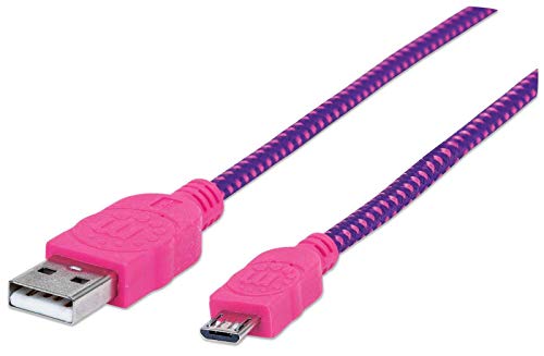 Manhattan Micro-USB Daten Kabel mit Stoffummantelung Lil/Pink von Manhattan