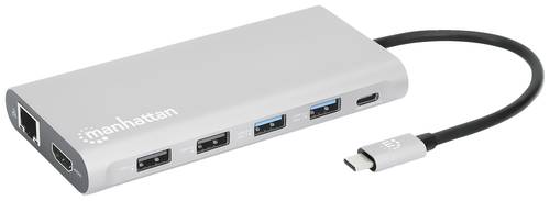 Manhattan Notebook Dockingstation USB-C PD 12-in-1-Dockingstation integrierter Kartenleser, USB-C® von Manhattan