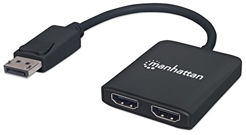 Manhattan-Products DisplayPort auf HDMI - Display Port Splitter zu 2 Ports HDMI, MST-Hub, Switch mit 4K@30Hz Auflösung, Plug&Play, Zubehör - Schwarz von Manhattan