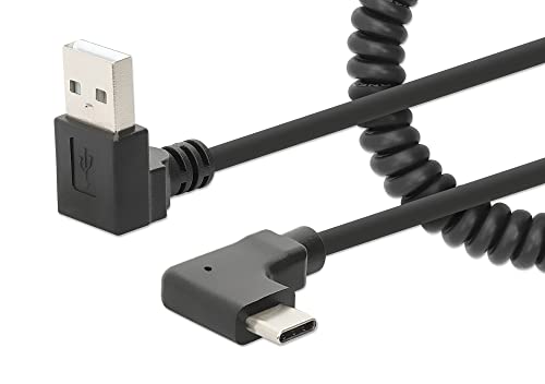 Manhattan Spiralkabel USB-A auf USB-C Ladekabel 1m schwarz von Manhattan