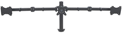 Manhattan Tischhalterung mit Monitorarm für 3x Displays bis 30 Zoll zweifach schwenkbar 461115 schwarz von Manhattan