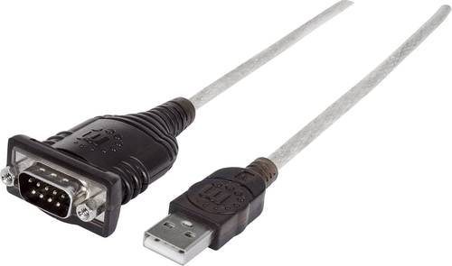 Manhattan USB 1.1, Seriell Anschlusskabel [1x USB 1.1 Stecker A - 1x D-SUB-Stecker 9pol.] 0.45m Silb von Manhattan