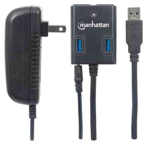 Manhattan USB 3.0 Hub (4 Ports, Stromversorgung über Netzteil oder USB) 162302 schwarz von Manhattan