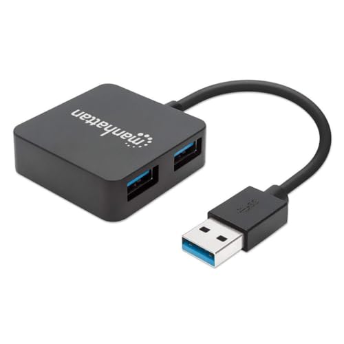 Manhattan USB-A 4-Port Hub, 4X USB-A Ports, 5 Gbps (USB 3.2 Gen1, 162296 von Manhattan