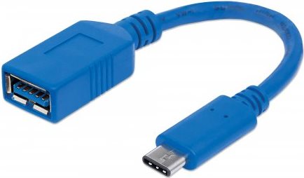 Manhattan - USB-Adapter - USB Typ C (M) - 9-polig USB Typ A (W) - 15cm (USB / USB2.0 / USB3.0 / USB 3,1) - geformt - Blau (353540) von Manhattan