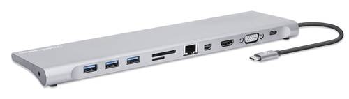Manhattan USB-C® Dockingstation 130578 inkl. Ladefunktion, integrierter Kartenleser, USB-C® Power von Manhattan