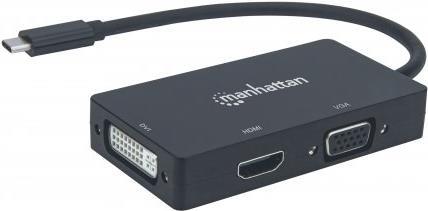 Manhattan USB-C 3-in-1 Multiport A/V Converter - Externer Videoadapter - USB-C - DVI, HDMI, VGA von Manhattan