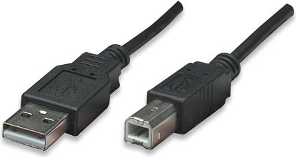 Manhattan - USB-Kabel - USB (M) bis USB Type B (M) - USB 2.0 - 300 V - 0.5 A - 50 cm - geformt - Schwarz (374507) von Manhattan