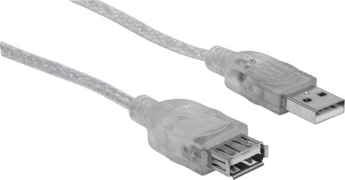 Manhattan USB-Kabel USB 2.0 USB-A Stecker, USB-A Buchse 4.50m Silber 340502 von Manhattan