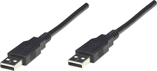 Manhattan USB-Kabel USB 2.0 USB-A Stecker, USB-A Stecker 1.80m Schwarz UL-zertifiziert, vergoldete S von Manhattan