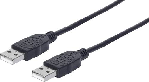 Manhattan USB-Kabel USB 2.0 USB-A Stecker, USB-A Stecker 3.00m Schwarz Folienschirm, UL-zertifiziert von Manhattan