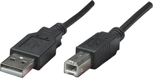 Manhattan USB-Kabel USB 2.0 USB-A Stecker, USB-B Stecker 0.50m Schwarz Folienschirm, UL-zertifiziert von Manhattan