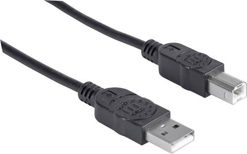Manhattan USB-Kabel USB 2.0 USB-A Stecker, USB-B Stecker 1.00m Schwarz 306218 von Manhattan