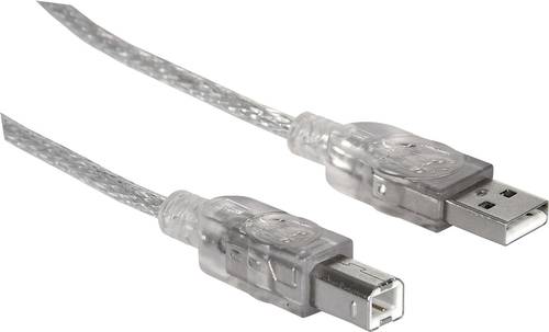 Manhattan USB-Kabel USB 2.0 USB-A Stecker, USB-B Stecker 1.80m Silber 333405 von Manhattan