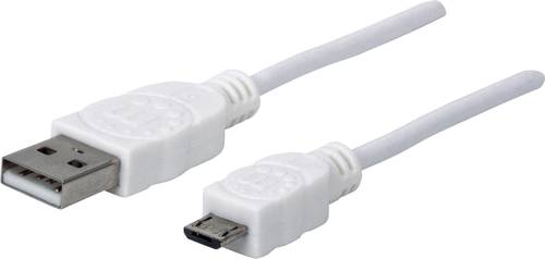 Manhattan USB-Kabel USB 2.0 USB-A Stecker, USB-Micro-B Stecker 1.00m Weiß UL-zertifiziert 323987 von Manhattan