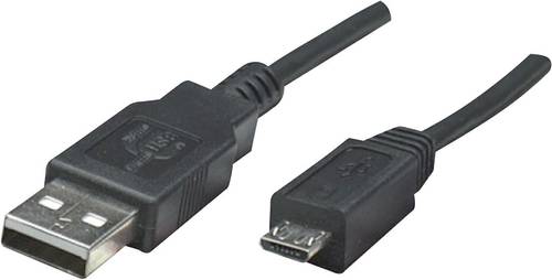 Manhattan USB-Kabel USB 2.0 USB-A Stecker, USB-Micro-B Stecker 1.80m Schwarz UL-zertifiziert 307178- von Manhattan