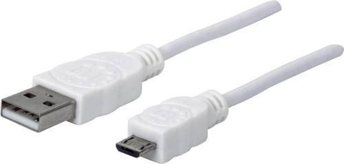 Manhattan USB-Kabel USB 2.0 USB-A Stecker, USB-Micro-B Stecker 1.80m Weiß UL-zertifiziert 324069 von Manhattan