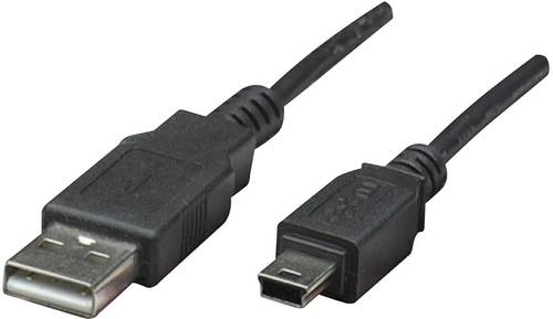 Manhattan USB-Kabel USB 2.0 USB-A Stecker, USB-Mini-B Stecker 1.80m Schwarz vergoldete Steckkontakte von Manhattan