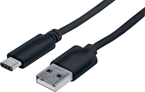 Manhattan USB-Kabel USB 2.0 USB-C® Stecker, USB-A Stecker 1.00m Schwarz UL-zertifiziert 353298 von Manhattan