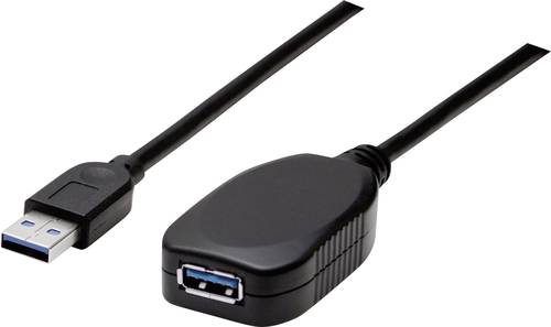 Manhattan USB-Kabel USB 3.2 Gen1 (USB 3.0 / USB 3.1 Gen1) USB-A Stecker, USB-A Buchse 5.00m Schwarz von Manhattan