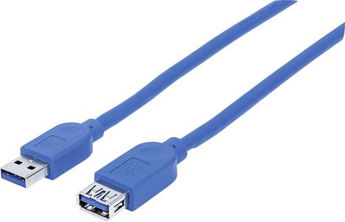 Manhattan USB-Kabel USB 3.2 Gen1 (USB 3.0 / USB 3.1 Gen1) USB-A Stecker, USB-A Stecker 1.00m Blau Fo von Manhattan