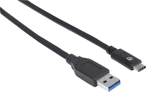 Manhattan USB-Kabel USB 3.2 Gen1 (USB 3.0 / USB 3.1 Gen1) USB-A Stecker, USB-C® Stecker 1.00m Schwa von Manhattan