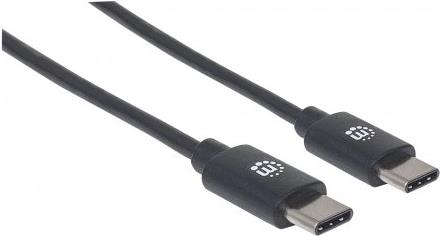 Manhattan - USB-Kabel - USB-C (M) bis USB-C (M) - USB 2.0 - 3 A - 50 cm - geformt - Schwarz (354868) von Manhattan