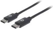 Manhattan - USB-Kabel - USB-C (M) bis USB-C (M) - USB 3,1 Gen 1 - 2,0m - geformt - Schwarz (354905) von Manhattan