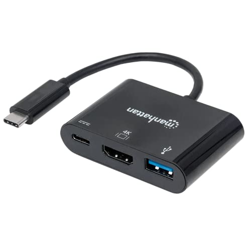 Manhattan USB Typ C HDMI Docking-Konverter ( USB 3.1 Typ C-Stecker auf HDMI / USB Typ A-Buchse und USB Typ C-Buchse / Multiport-Konverter ) schwarz 152037 von Manhattan
