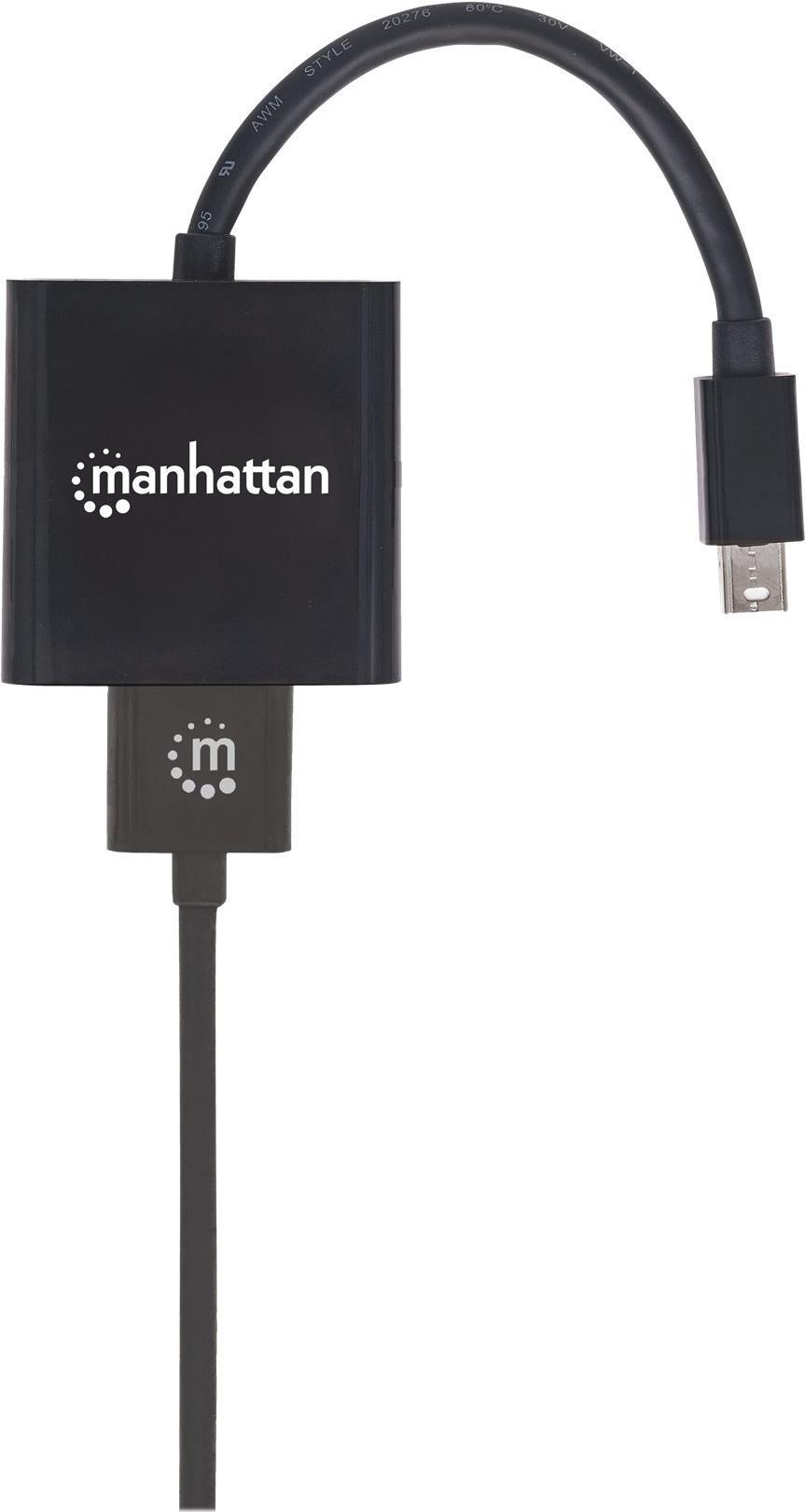 Manhattan - Video- / Audio-Adapter - DisplayPort / HDMI - Mini DisplayPort (M) bis HDMI (W) - abgeschirmt - Schwarz - 4K Unterstützung von Manhattan