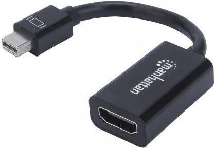 Manhattan - Video- / Audio-Adapter - DisplayPort / HDMI - Mini DisplayPort (M) bis HDMI (W) - abgeschirmt - Schwarz - geformt, passiv von Manhattan