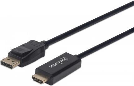 Manhattan - Video- / Audiokabel - DisplayPort / HDMI - DisplayPort (M) eingerastet bis HDMI (M) - 1.8 m - Schwarz - geformt, 4K Unterstützung, Dolby DTS-HD Master Audio-Unterstützung, Dolby TrueHD-Unterstützung (153201) von Manhattan
