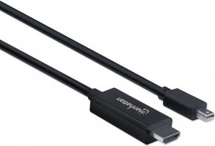 Manhattan - Video- / Audiokabel - DisplayPort / HDMI - Mini DisplayPort (M) bis HDMI (M) - 1.8 m - Schwarz - geformt, 4K Unterstützung (153287) von Manhattan