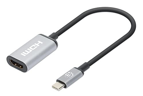 Manhatten 4K@60Hz USB-C auf HDMI-Adapter USB 3.2 Typ C-Stecker auf HDMI-Buchse, aktiver Konverter, Aluminium, 15 cm, schwarz von Manhattan