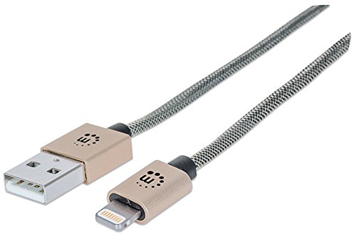 iLynk 394321 Lightning auf USB Kabel A-Stecker / Lightning-Stecker, 1 m, Aluminium-Tülle, Nylonummantelung, Gold von Manhattan