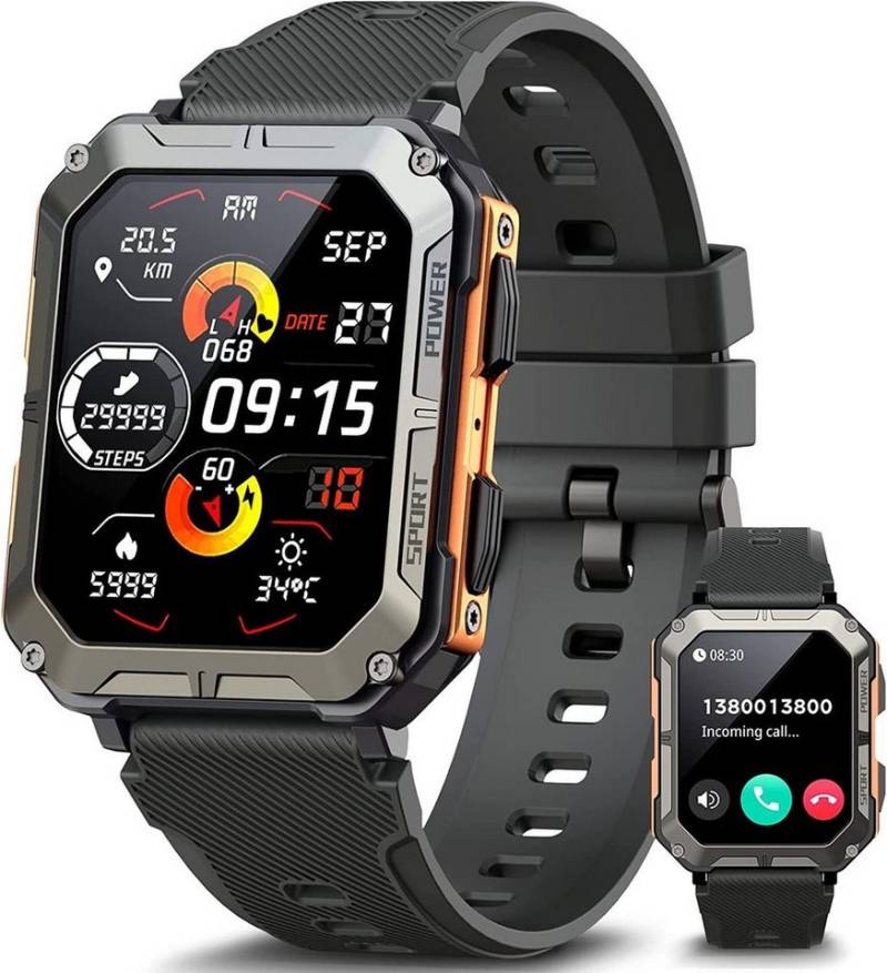 Manike NX3 Pro Smartwatch (4,3 cm/1,69'' HD Voll Touchscreen Zoll) Spar - Set, mit wechselband aus weichem Silikon und Ladenkabel, Herzfrequenzmesser, Analyse von EKG-Daten, Blutdruckmessgerät von Manike