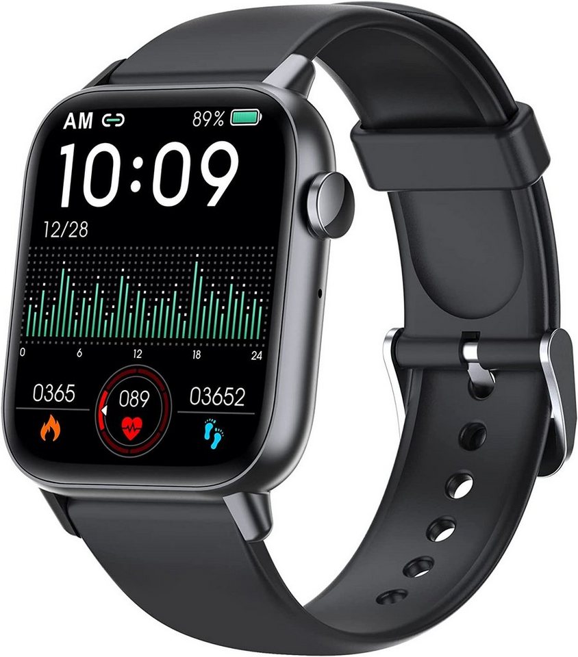 Manike QS108 Smartwatch (4,3 cm/1,69'' HD Voll Touchscreen Zoll) Spar - set, Smartwatch mit deutscher Bedienungsanleitung mit Ladekabel, Herzfrequenzmesser, Analyse von EKG-Daten, Blutdruckmessgerät von Manike