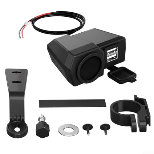 Motorrad Handy Ladegerät, Motorrad Dual USB Ladegerät mit Temperatur und Spannung Digitalanzeige, 5V 3A Autoladegerät Motorrad Handy Ladegerät, Motorrad Dual USB Ladegerät mit Temperatur und Spannung Digitalanzeige, 5V 3A Autoladegerät von Manillefu