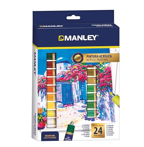 Alpino Manley - Acrylfarben 24 Stück | Farbvielfalt | Kreativität ohne Grenzen | Verschiedene Farben | Für alle Altersgruppen | Farbabenteuer von Manley