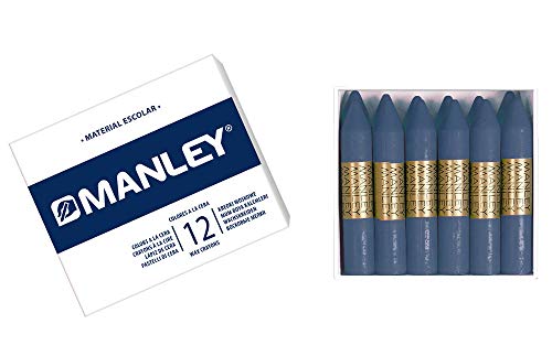 MANLEY MNC04613 Box 12 Wachsmalstifte, blau von Manley