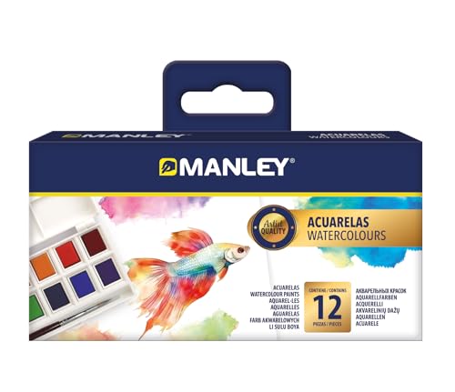 Manley – Etui 12 Aquarellfarben mit Pinsel | Farbvielfalt | Kreativität ohne Grenzen | Verschiedene Farben | Für alle Altersgruppen | Farbabenteuer von Manley