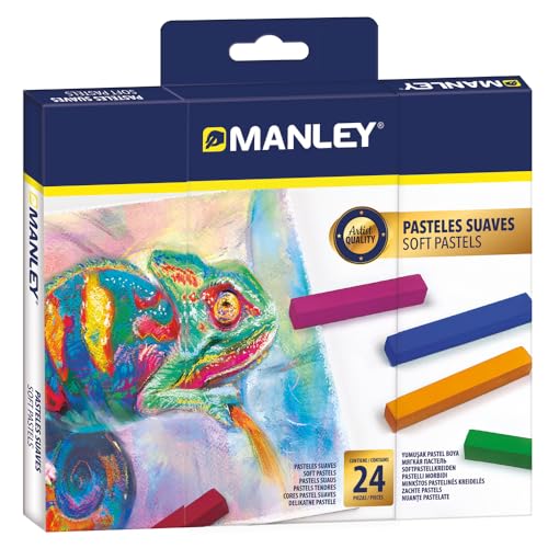 Manley Soft Pastels 24 Stück | Weiche Kuchen in leuchtenden Farben | Ideal für Künstler und Anfänger | Kuchen in künstlerischer Qualität, einfach zu mischen und zu schattieren von Manley