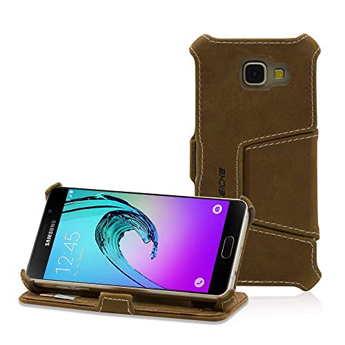 Manna Handyhülle, kompatibel mit Samsung Galaxy A5 (2016) SM-A510, Lederhülle Tasche Cover Case für Smartphones, Standfunktion, Nubukleder von Manna