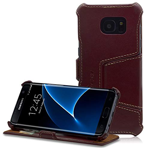 Manna Lederhülle Tasche Handyhülle, kompatibel mit Samsung Galaxy S7 Edge, Nappaleder Case Cover, Etui Standfunktion, Leder von Manna