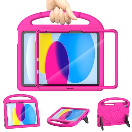 Mansiruyi Kinder-Schutzhülle für iPad (A16) 11. Generation, 27,9 cm (11 Zoll), 2025/iPad 10. Generation, 2022, mit Displayschutzfolie, stoßfester Griff, Ständer, iPad 11 Zoll / 27,9 cm (11 Zoll), Rosa von Mansiruyi